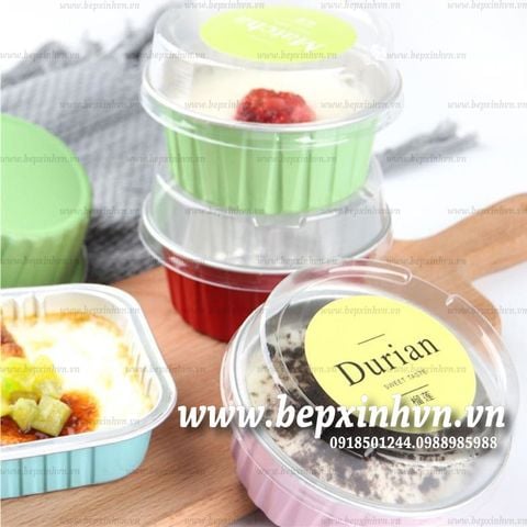 10 Hộp nhôm tròn có nắp nhựa trong.