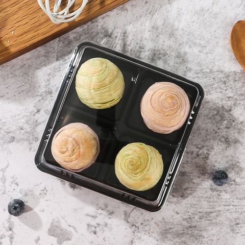 Hộp nhựa đế đen 4 ngăn 80g vuông FG136