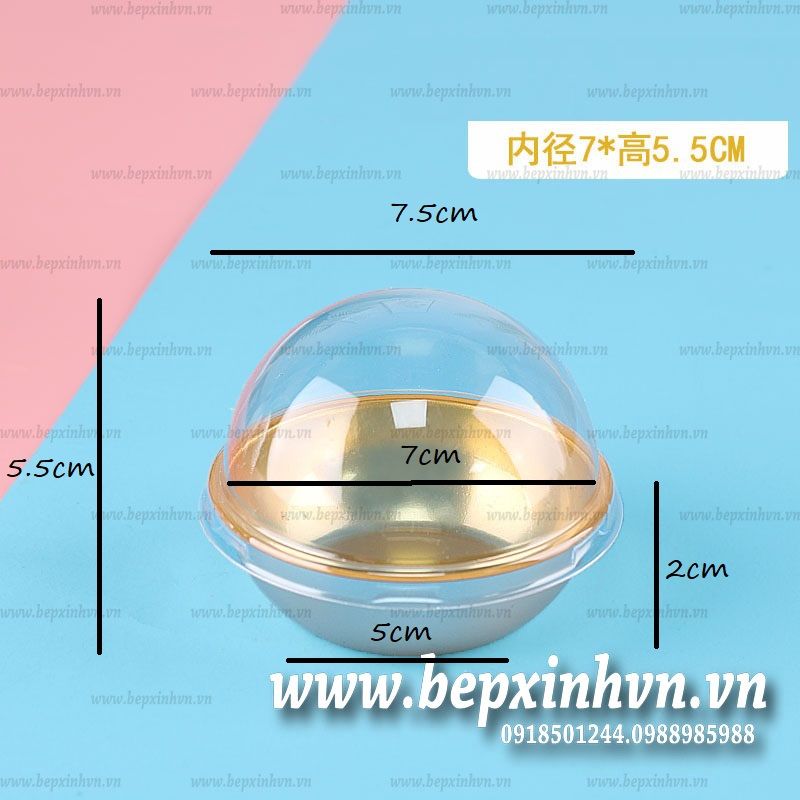 Hộp nhựa tròn 80g - 100g W80 đế vàng