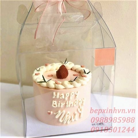 Hộp bánh kem nhựa trong quai xách 18x19cm VN