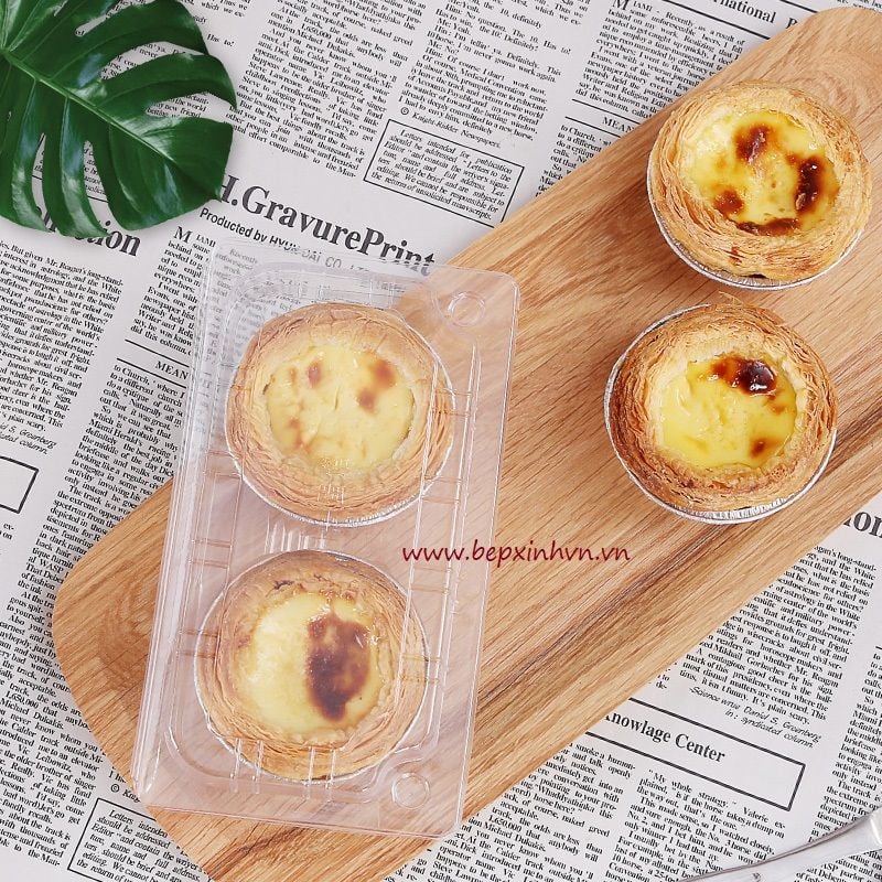 Hộp nhựa trong đựng bánh tart 2 ngăn tròn