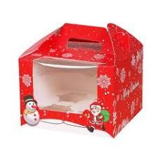 Hộp 4 bánh cupcake quai xách Giáng Sinh đỏ