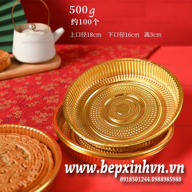 Khay trung thu tròn vàng 500g