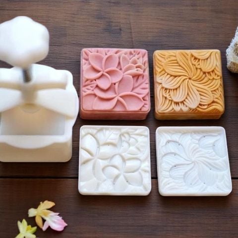 Khuôn trung thu vuông 150g 2 mặt Hoa Sứ