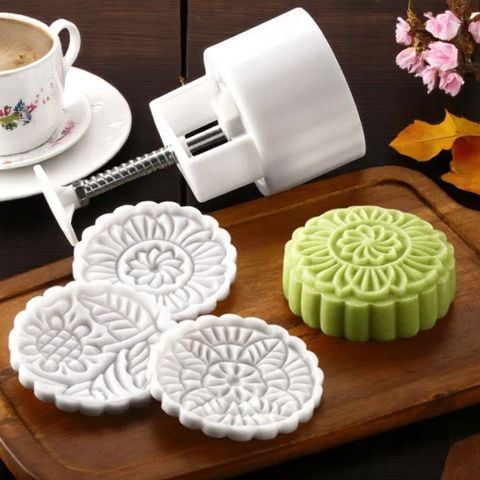 Khuôn bánh trung thu lò xo 150g-185g 3 mặt tròn