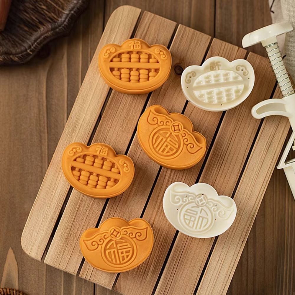 Khuôn trung thu 75g 2 mặt Thỏi Vàng Bàn Tính Số