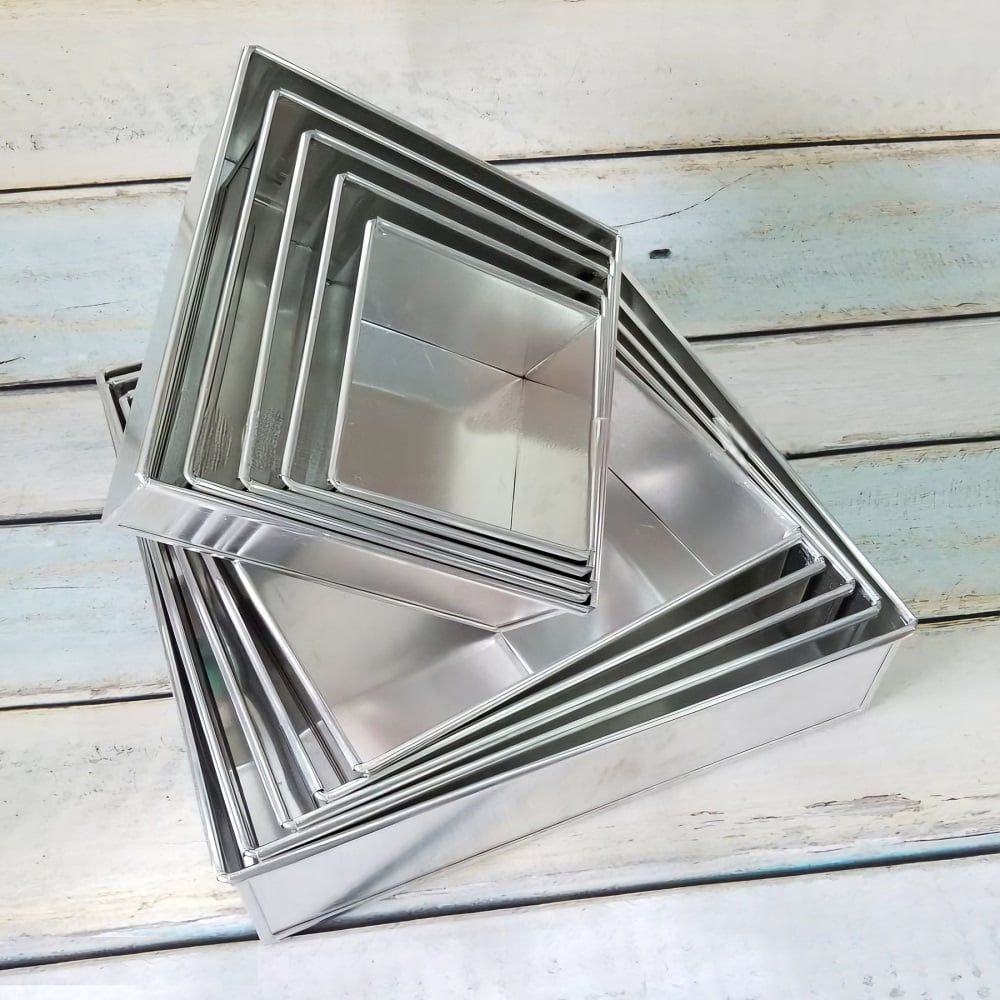 Khuôn nhôm vuông đáy rời từ size 12->30cm cao 8cm