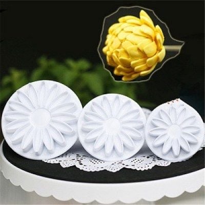 Khuôn nhấn fondant 3 hoa cúc đại