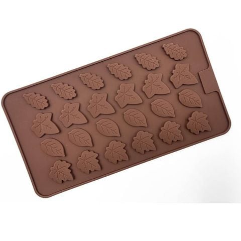 Khuôn silicon nâu 24 chiếc lá thu