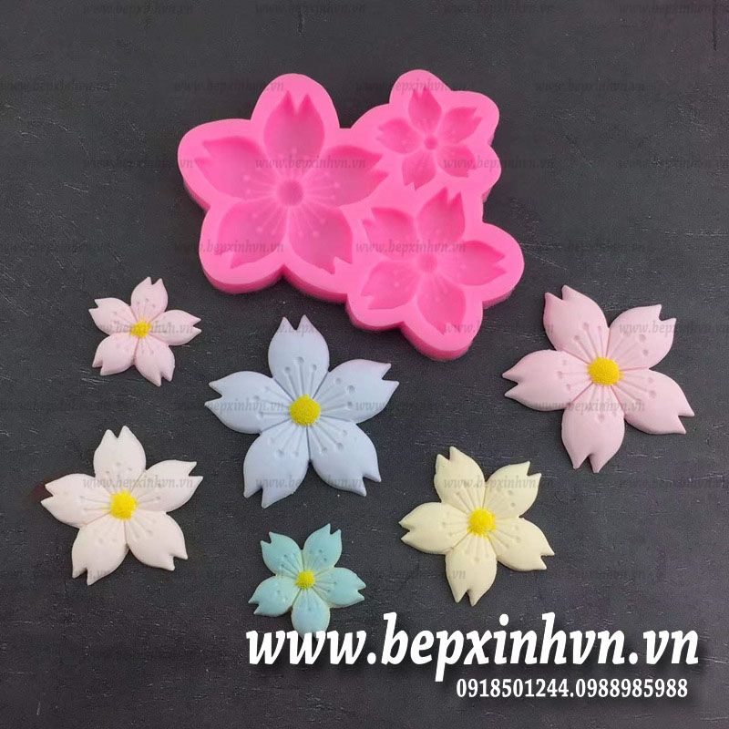Khuôn silicon 4D 3 hoa Anh Đào