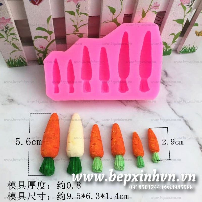 Khuôn silicon 4D 6 củ cà rốt