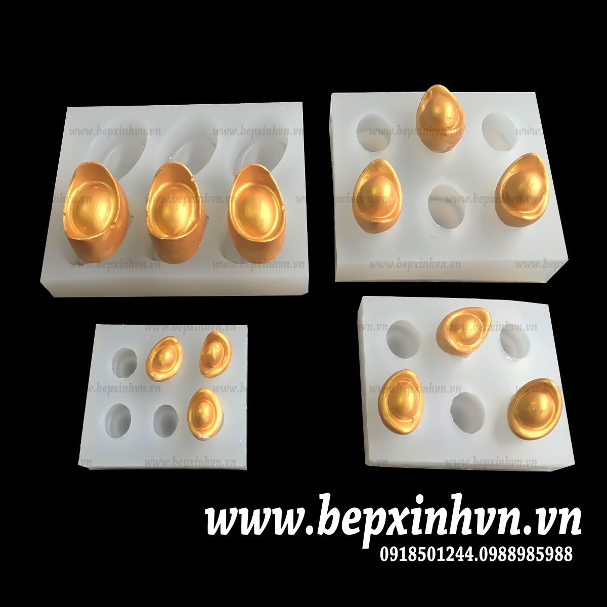 Khuôn silicon 4D 6 thỏi vàng