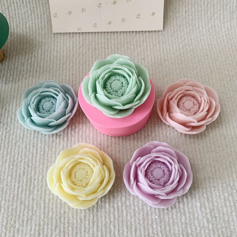 Khuôn silicon 4D hoa hồng trà