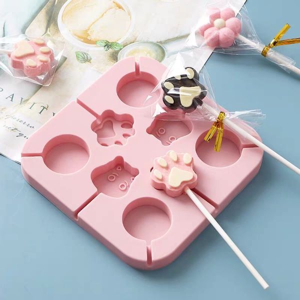 Khuôn silicon kẹo mút hình bàn chân, gấu, thỏ, heo con