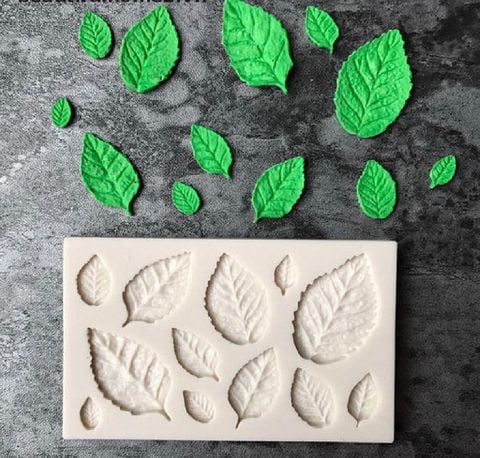 Khuôn silicon 4D 12 lá hoa hồng