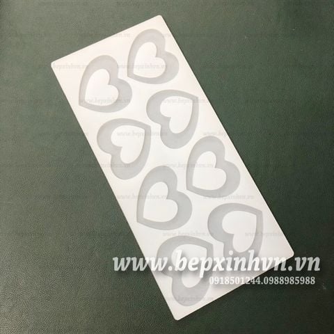 Khuôn ngói socola silicon 8 trái tim rỗng