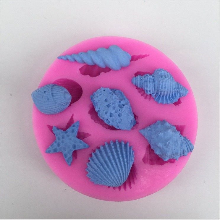 Khuôn silicon 4D sao, sò, ốc biển