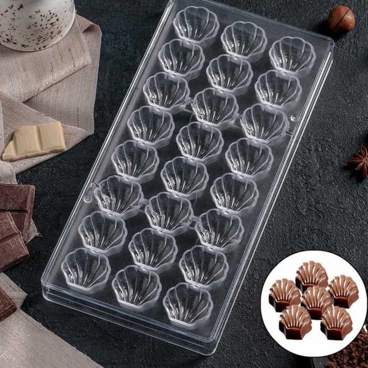 Khuôn nhựa làm socola bonbon 24 viên vỏ sò
