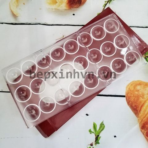 Khuôn nhựa làm socola bonbon 24 viên tròn