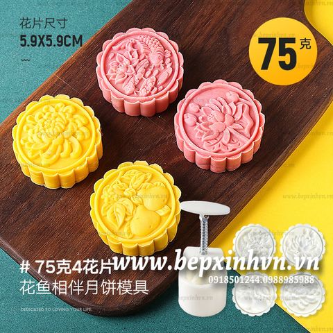 Khuôn trung thu 75g 4 mặt Quả Lê