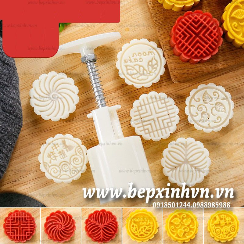 Khuôn trung thu lò xo 50g 6 mặt tròn thỏ moon cake