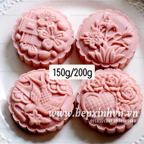 Khuôn trung thu lò xo hoa xuân 4 mặt 150g