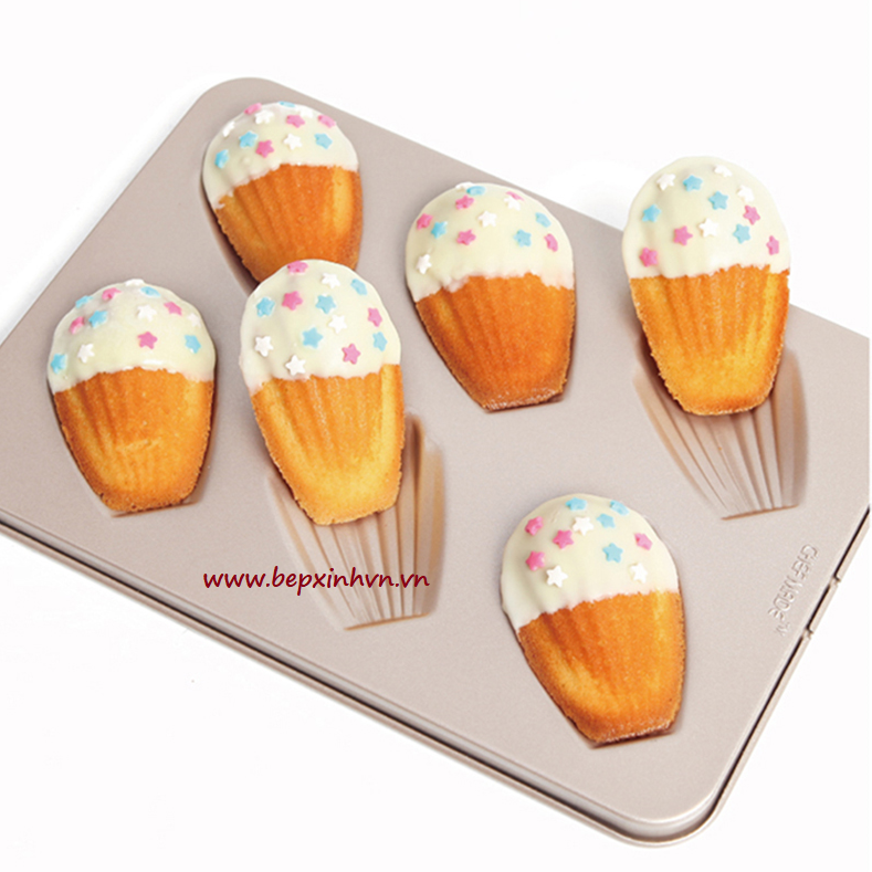 Khuôn 6 vỏ sò vàng Chefmade WK9029