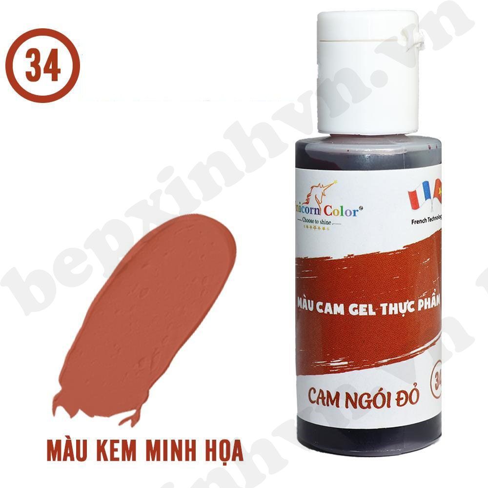 Màu gel cam ngói đỏ Unicorn Color 28g