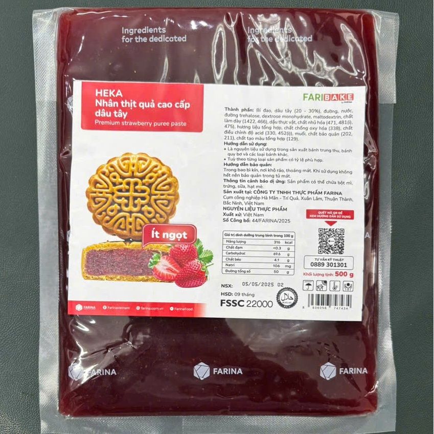 Nhân thịt quả cao cấp dâu tây Farina Heka 500gr