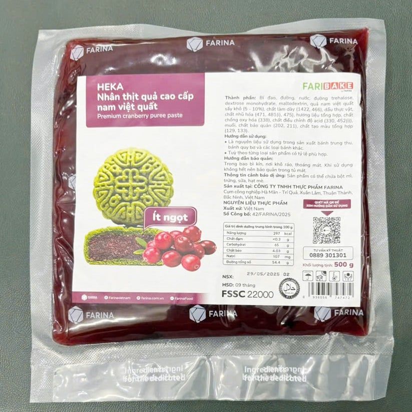 Nhân thịt quả cao cấp Nam việt quất Farina Heka 500gr