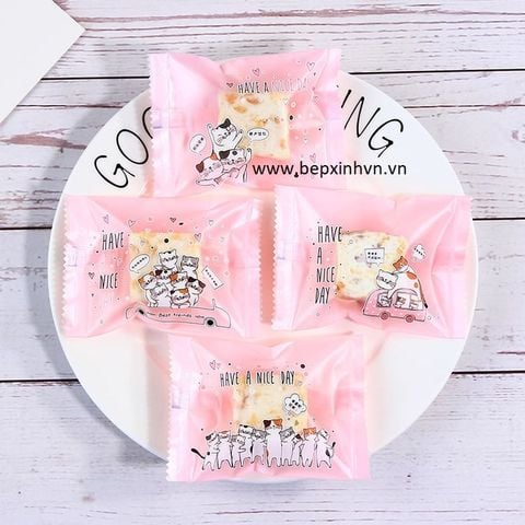 Túi hàn đựng bánh kẹo 7x10cm những chú mèo (100 túi)