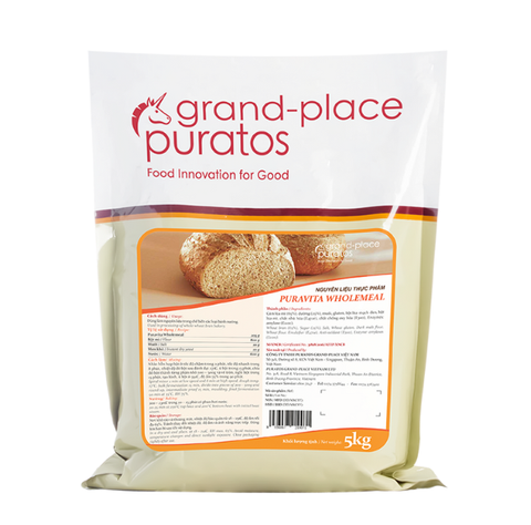 Bột trộn bánh mì dinh dưỡng Puravita Wholemeal (Bột nguyên cám Puratos).