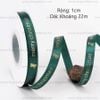 Ruy băng vải Giáng Sinh Merry Christmas nền xanh chữ vàng kim 1cm