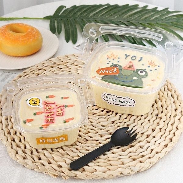 Hộp đựng bánh nhựa trong quai xách HY091.