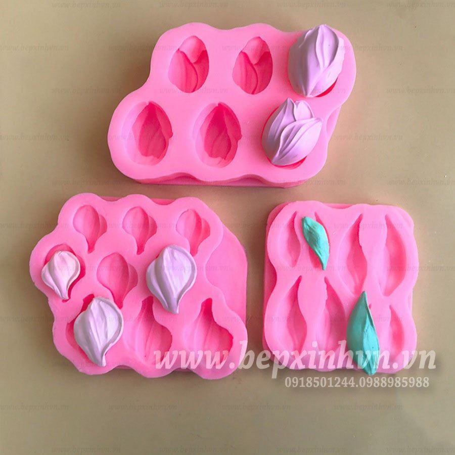 Khuôn silicon làm 4D lá búp cánh hoa Tulip