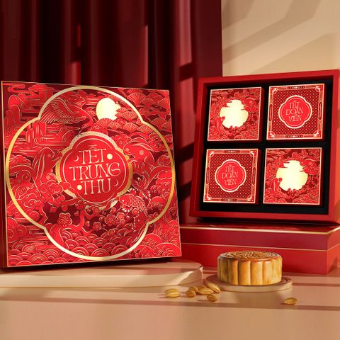 Bộ túi hộp trung thu 4 bánh 150g-250g Thưởng Nguyệt