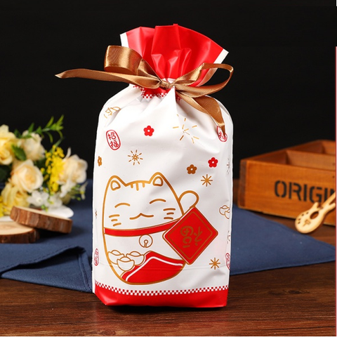 Túi bánh kẹo dây rút Mèo may mắn