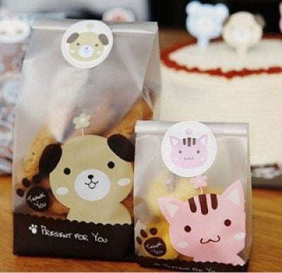 Túi bánh kẹo nhựa mờ Mèo Cún lớn