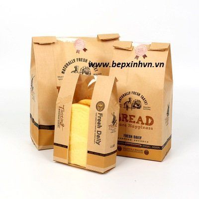 Túi bánh mì hoa cúc giấy Kraft-trung (10/100túi)