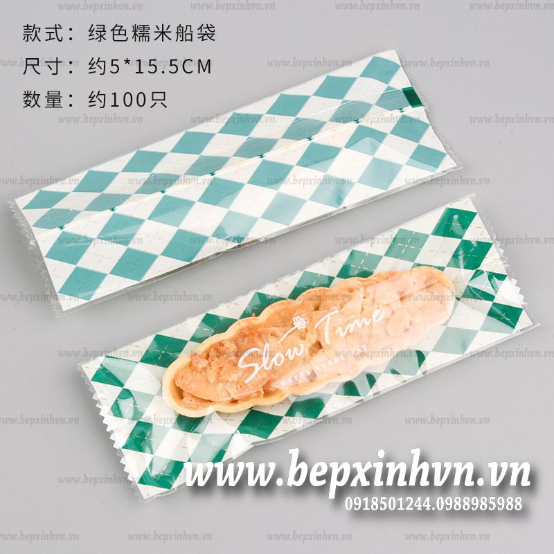 Túi bánh thuyền caro xanh