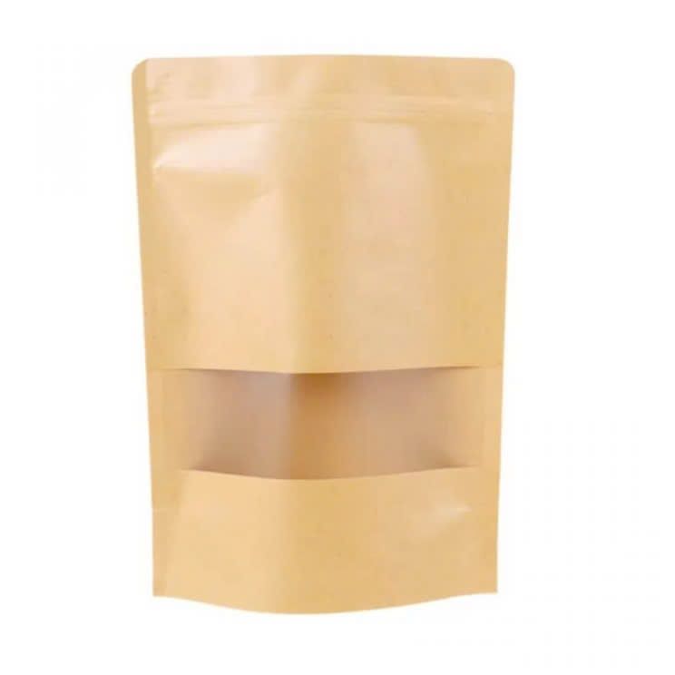 Túi zip giấy kraft cửa sổ 14cm