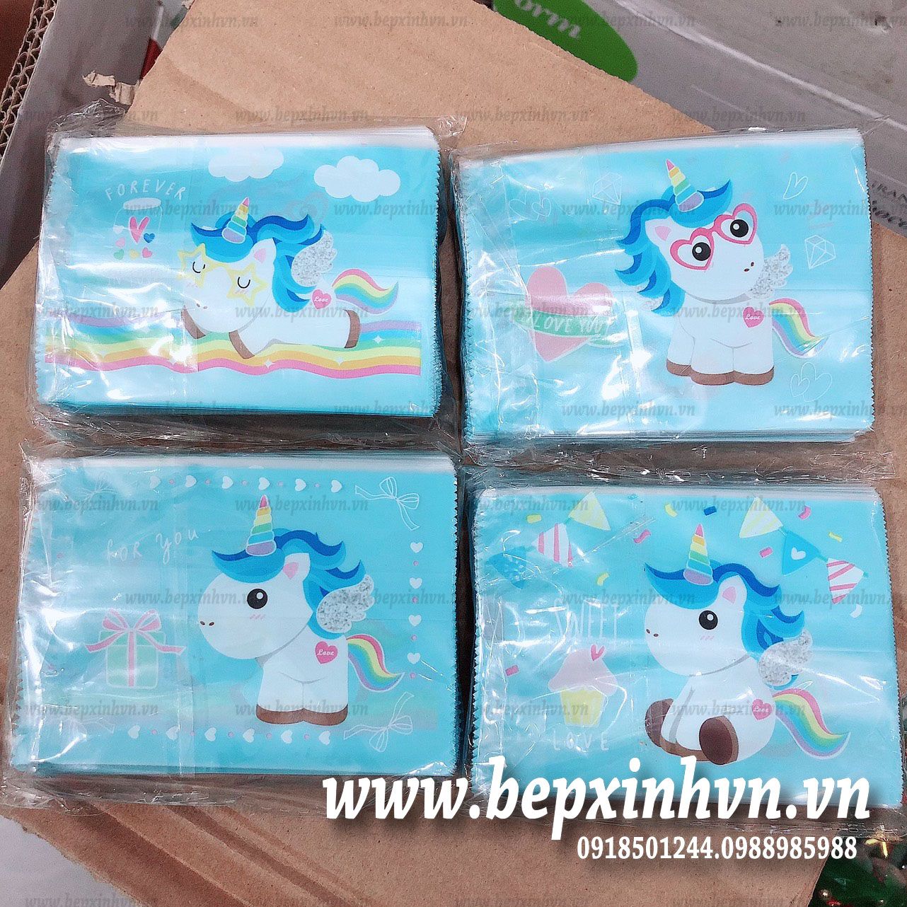 Túi hàn 7x10cm Ngựa Pony xanh (100 túi)