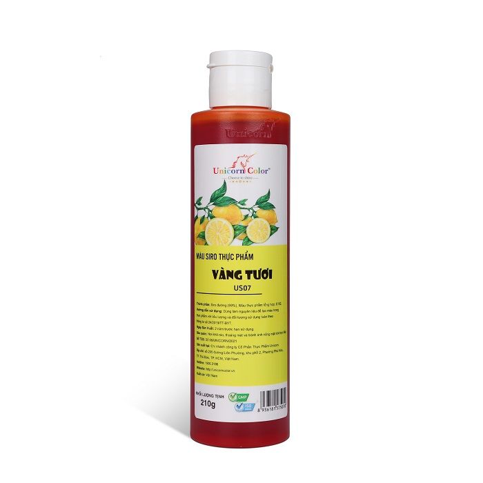 Màu siro thực phẩm vàng tươi 210g.