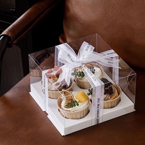 Hộp 4 cupcake nhựa trong