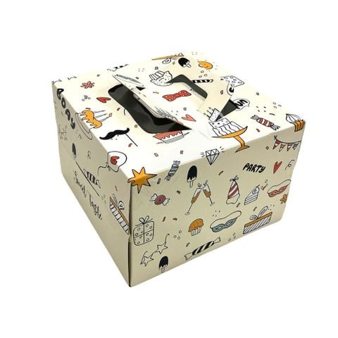 Hộp bánh kem kèm đế 25cm cao 17cm Party.