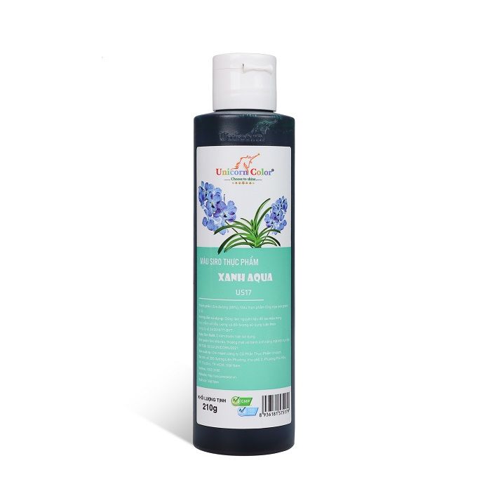 Màu siro thực phẩm xanh aqua 210g.