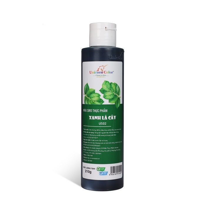 Màu siro thực phẩm xanh lá 210g.