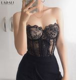 Áo Bra Corset Ren Thêu Đan Dây Gọng Đẩy Tạo Khe Quyến Rũ Hàng Thiết Kế Ladali - CS02