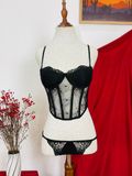 Áo Bra Corset Ren Thêu Gọng Đẩy Tạo Khe Quyến Rũ Hàng Thiết Kế Ladali - CS01