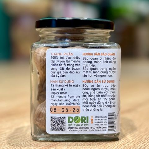  Tỏi đen Lý Sơn Dori - nhiều tép - Hủ 100g 